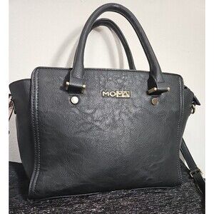 Black Handbag Woman MoMa, Zipper And Strips Bag